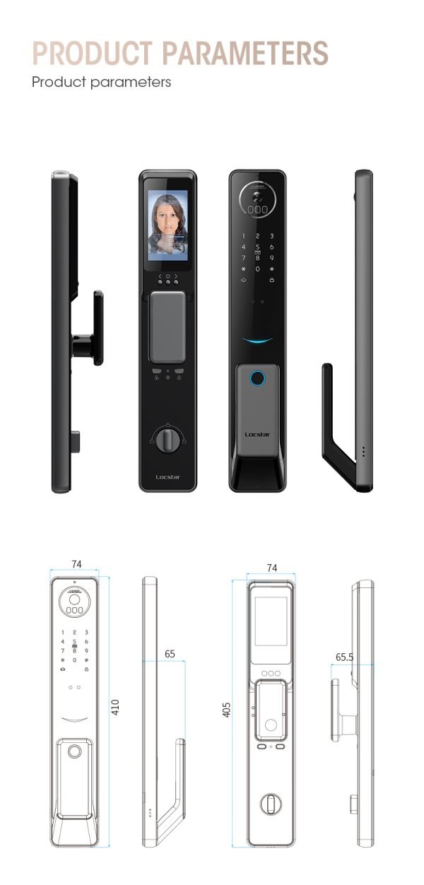 Wifi Tuya Golden Video 3d Face Recognition Finger Smart Door Lock